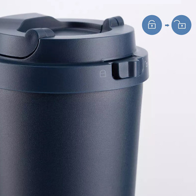 Ly giữ nhiệt LocknLock 550ml màu xanh navy LHC3249NVY - Hàng chính hãng, mở nắp một chạm, chất liệu thép không gỉ miệng ly rộng - JoyMall