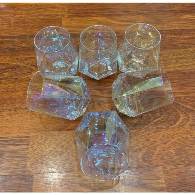Bộ 6 ly thủy tinh chịu nhiệt cao cấp dùng uống nước hoặc rượu tây vân kim cương ánh trai