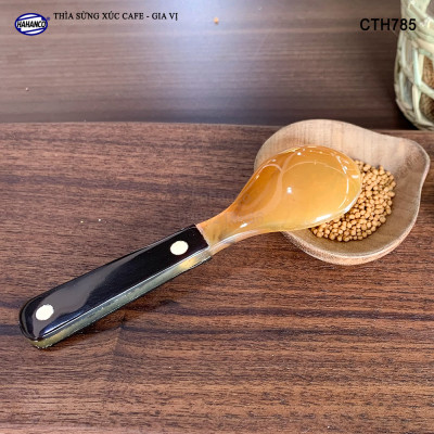 Thìa/Muỗng bằng sừng khảm 2 chấm cao cấp xuất Nhật - Xúc gia vị, cafe, deccor - An toàn cho sức khỏe - CTH785