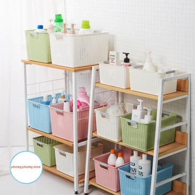 Rổ nhựa đan mây đa năng đựng đồ tiện dụng 3 size