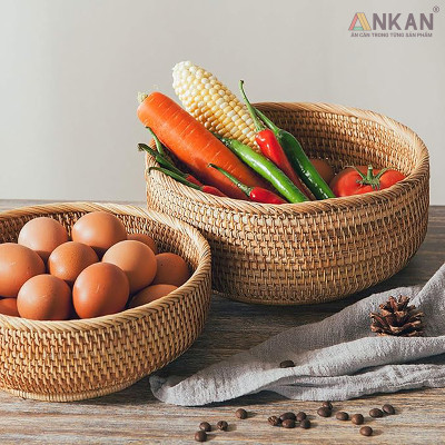 Rổ Mây Tre Đan ANKAN – Giỏ Mây Handmade Đựng Trái Cây, Bánh Kẹo, Đồ Khô, Decor Nhà Cửa