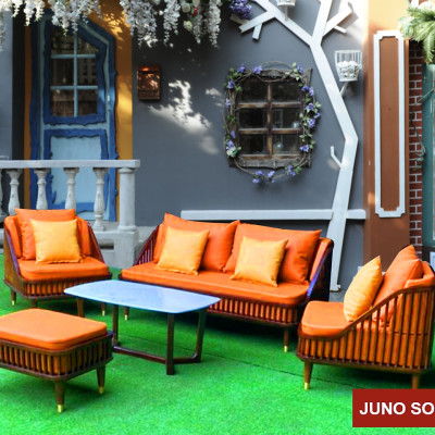 Bộ sofa Cao Cấp Bắc Âu Juno Sofa. băng 1m8, 2 đơn, đôn và bàn