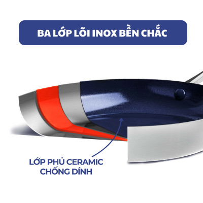 Bộ 2 món chảo chống dính phủ tinh thể kim cương cao cấp Blue Diamond 24,28 cm