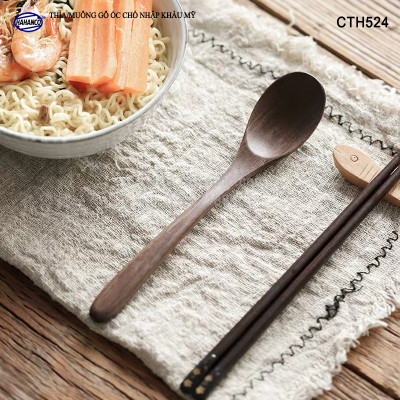 Thìa/Muỗng ăn súp gỗ Óc Chó (17cm) CTH524 - Phụ kiện thìa gỗ vừa sử dụng chụp ảnh hoặc decor trang trí cho nhà hàng, món ăn