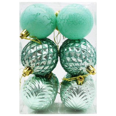Hộp 12 Trái Châu Trang Trí Giáng Sinh - 6ADBCL12-H6 - Màu Xanh Mint