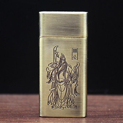 Vỏ Hột Quẹt Bật Lửa Xăng Đá Dolphin HY-699Q Khắc Hình Quan Công Độc Lạ - Nhiều Màu