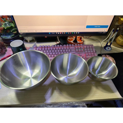 Set 3 âu trộn inox, set 3 tô inox to để trộn salad, ướp thịt, trộn bột làm bánh, đựng cơm canh