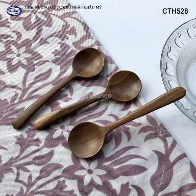 Thìa/Muỗng đầu tròn gỗ Óc Chó (13,5cm) CTH528 - Xúc gia vị, cafe, decor trang trí - An toàn cho sức khỏe