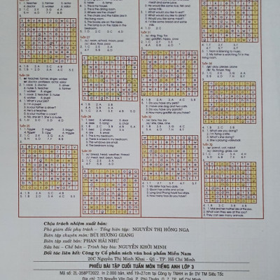 Phiếu Bài Tập Cuối Tuần Môn Tiếng Anh Lớp 3 ( biên soạn theo chương trình GDPT Mới )