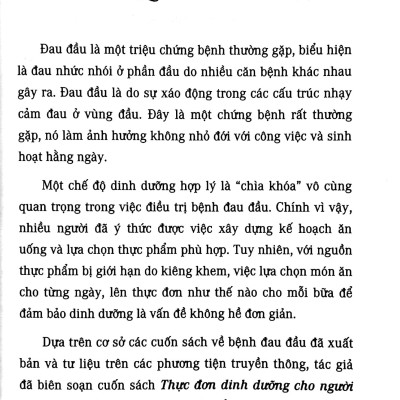 Thực Đơn Dinh Dưỡng Cho Người Bệnh Đau Đầu