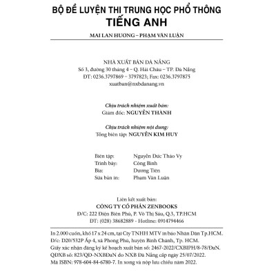 Bộ Đề Luyện Thi THPT Môn Tiếng Anh (2022)