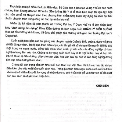 Quản lý điều dưỡng (dùng cho đào tạo cử nhân điều dưỡng)