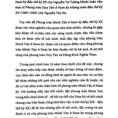 Phong Trào Minh Tân - Ở Nam Kỳ Đầu Thế Kỷ XX