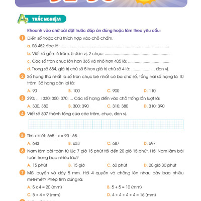 Phiếu Ôn Hè Toán Lớp 2 - Hành Trang Vững Kiến Thức Lên Lớp 3 (MEGA)