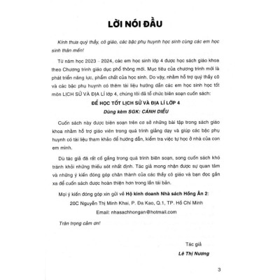 Sách - Để Học Tốt Lịch Sử Và Địa Lí Lớp 4 - Dùng Kèm SGK Cánh Diều - Lê Thị Nương - Hồng Ân