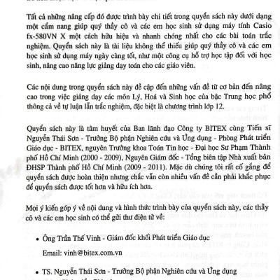 Ứng Dụng Casio Fx - 580Vn X Đối Với Các Môn THPT Lý - Hóa - Sinh