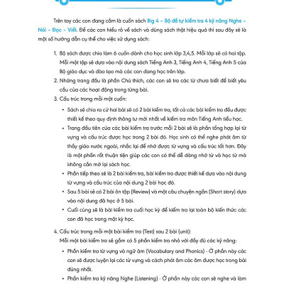 Big 4 Bộ Đề Tự Kiểm Tra 4 Kỹ Năng Nghe - Nói - Đọc - Viết (Cơ Bản Và Nâng Cao) Tiếng Anh Lớp 4 - Tập 2