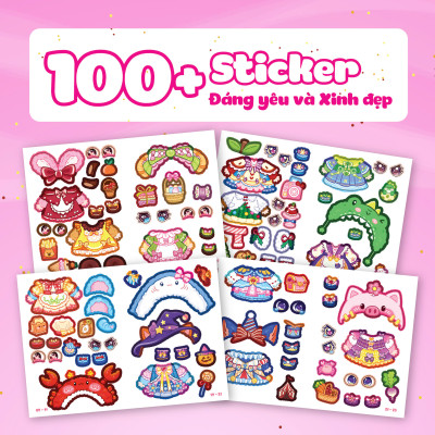 Combo 5 Cuốn Mini Fashion (500+ stickers dễ thương) - Sách bóc dán sticker cho bé gái