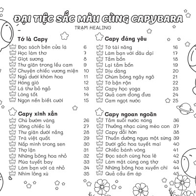 Sách Capybara Happy Everyday - Hạnh Phúc Mỗi Ngày ABBOOKS coloring  book
