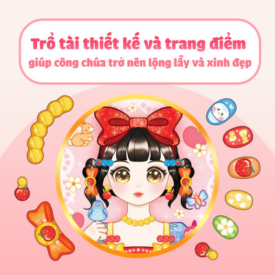 Combo 4 cuốn Tiệm Làm Nail Công chúa (1200+ stickers dễ thương) - Sách bóc dán sticker cho bé gái