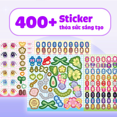 Combo 4 cuốn Tiệm Làm Nail Công chúa (1200+ stickers dễ thương) - Sách bóc dán sticker cho bé gái