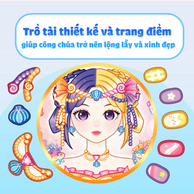 Combo 4 cuốn Tiệm Làm Nail Công chúa (1200+ stickers dễ thương) - Sách bóc dán sticker cho bé gái
