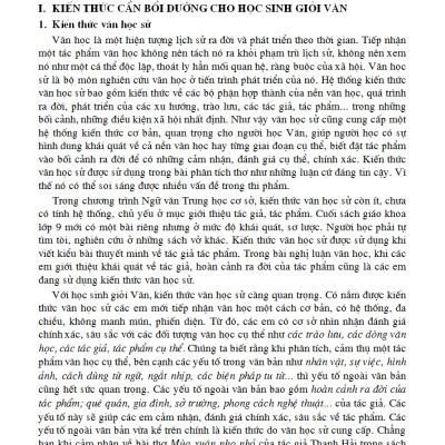 Những Điều Cần Biết Bồi Dưỡng Học Sinh Giỏi Ngữ Văn Lớp 9 (Phiên Bản Mới Nhất)