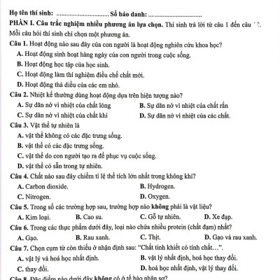 Sách - 36 Đề Thi Học Sinh Giỏi Khoa Học Tự Nhiên Lớp 6 (Biên Soạn Theo Cấu Trúc Mới - Dùng Chung Cho Các Bộ SGK Hiện Hành)