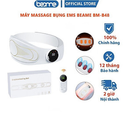 Máy Massage tan Mỡ Bụng Xung Điện EMS Beame BM-B48, Đai Massage Lưng Bụng Rung Nhiệt Giảm Đau Bụng Kinh