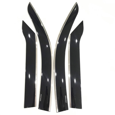 Bộ vè che mưa cao cấp viền chỉ mạ INOX dành cho xe Toyota Fortuner 2015-2019