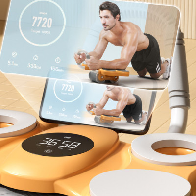 Con lăn tập bụng - Dụng cụ tập gym tại nhà thế hệ mới 2 bánh có chỗ để tay tiện dụng, tặng miếng thảm+ Cáp Sạc