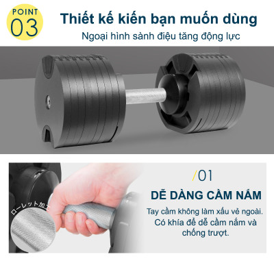 Nuobell flexbell - 01 quả tạ tay 32kg/ 02 quả tạ 64kg (16 cấp điều chỉnh trọng lượng) tập gym tập thể dục tập tạ tập luyện cơ bắp.