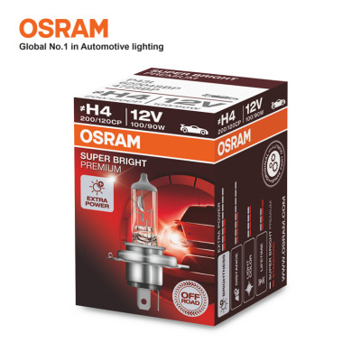 Bóng Halogen Super Bright Premium H4 12V 100/90W (P43T) 62204SBP Hiệu Osram