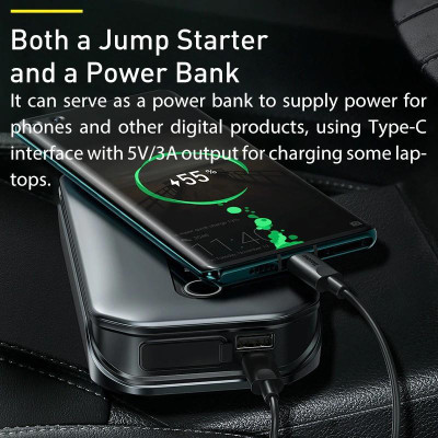 Bộ kích bình dùng cho xe hơi Baseus Super Energy Pro Car Jump Starter (5V/3A, 3in1, 12000mAh Power Bank, 1000A) -Hàng Chính Hãng