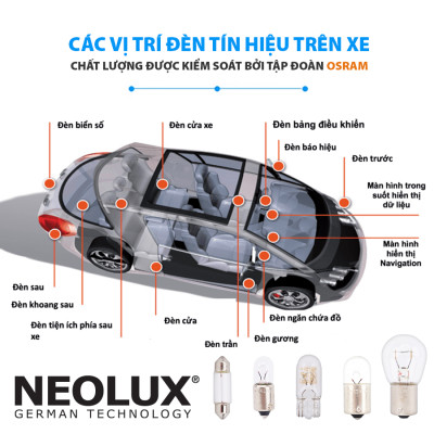 Combo 10 Bóng Đèn Cana Ngắn Trung Dài OSRAM NEOLUX Lắp Đèn La Phông, Đèn Trần Xe Ô tô Du Lịch, Xe Tải - Nhập Khẩu Chính Hãng
