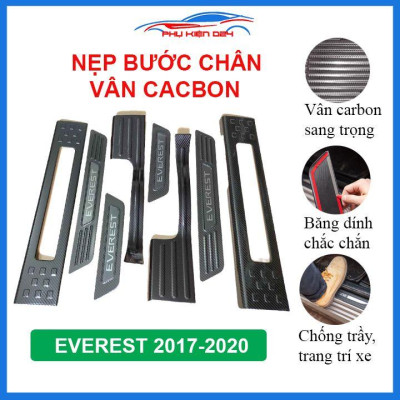 Bộ nẹp bước chân trong ngoài vân Cacbon xe Everest 2017-2018-2019-2020 chống trầy làm đẹp ô tô
