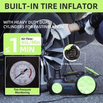 Quà Tặng Kèm - Bộ nâng kích gầm điện, kiêm máy bơm lốp có chế độ cài đặt áp suất lốp tự ngắt. Thương hiệu Đức - ROGTZ, Bảng điều khiển kỹ thuật số cao cấp TY-003 - Hàng Nhập Khẩu