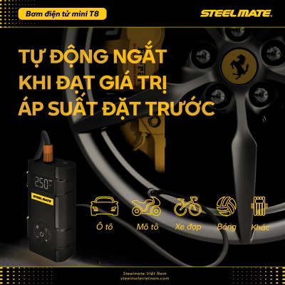 Bơm mini điện tử đa năng T8 STEELMATE