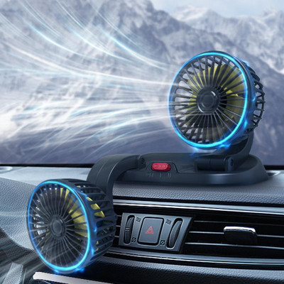 [Quạt Đôi Ô Tô 12V] Quạt Đôi Để Taplo ÔTô Xoay 360 Độ – Quạt Mini Thông Minh Để Trên Ô Tô Nhỏ Gọn Cực Mát Hàng Cao Cấp