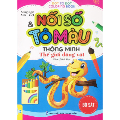 Sách - Combo 8 Cuốn: Nối số & Tô màu thông minh thế giới động vật - Song ngữ Việt Anh - ndbooks
