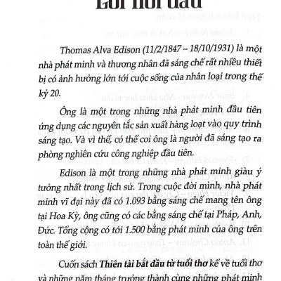 Kể Chuyện Cuộc Đời Các Thiên Tài: Thomas Edison - Thiên Tài Bắt Đầu Từ Tuổi Thơ