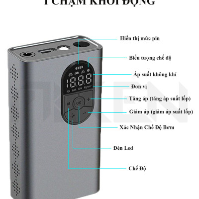 Máy Bơm Khí Cho Lốp Ô Tô Điện Tử Cầm Tay Đa Năng Nhỏ Gọn Tự Ngắt Cho Xe Hơi Xe Đạp Xe Gắn Máy Model CQB Hàng Chính Hãng 
