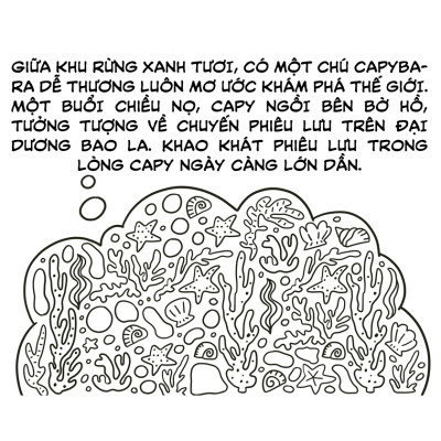 Sách Tô Màu Chữa Lành - Hành Trình Bí Mật Của Capybara - Khám Phá Xuyên Đại Dương Của Capybara - VT
