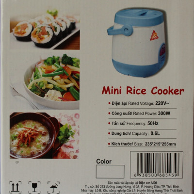 Nồi Cơm Điện Cặp Lồng Mini Thân Nhựa Aidi MR-SM 88N (0,6 lít) - Màu Ngẫu Nhiên - Chính Hãng