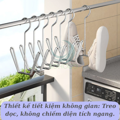 Bộ 2 Móc Treo Giày Đôi Inox Đa Năng- Móc Phơi Giày Thông Minh Chống Gỉ -	Móc Sắt Treo Dép – Giày – Chai Đa Dụng