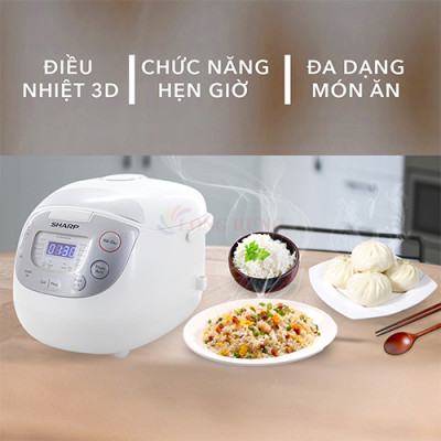 Nồi cơm điện tử Sharp 1.8 lít KS-COM195HV-WH - Hàng chính hãng
