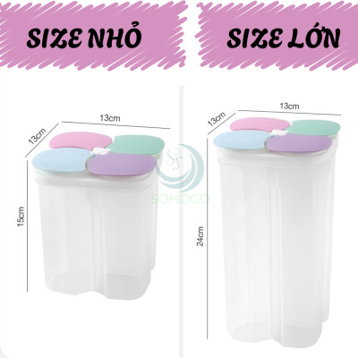 Hộp đựng đồ khô chống ẩm, chống mốc, chống côn trùng- Thùng đựng ngũ côc 4 ngăn