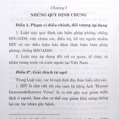 Luật Phòng, Chống Nhiễm Vi Rút Gây Ra Hội Chứng Suy Giảm Miễn Dịch Mắc Phải Ở Người (HIV/AIDS) (Hiện Hành) (Sửa Đổi, Bổ Sung Năm 2020)