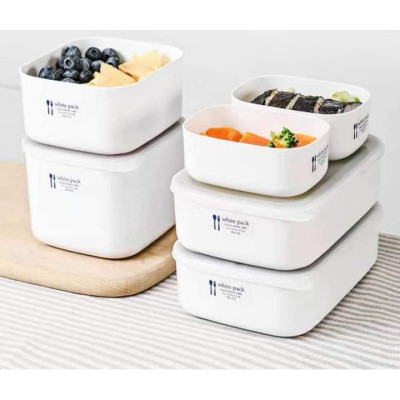 Set 02 hộp đựng thực phẩm chữ nhật White Pack 600ml & 500ml, không sản sinh ra các hoạt chất gây hại trong quá trình sử dụng - nội địa Nhật Bản 