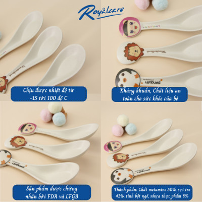 Thìa cán ngắn chất liệu bột tre Bamboo kháng khuẩn D7066 ROYALCARE - ăn dặm an toàn cho cho sức khỏe của bé